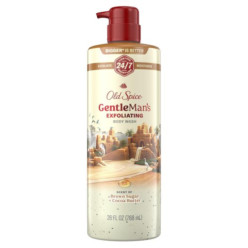 Old Spice GentleMan's Exfoliating & Moisturizing Body Wash for Men, 24/7 Shower Fresh with Long Lasting Scent, Renewing Vitamin B3 Blend, Brown Sugar + Cocoa Butter Scent, 26 oz