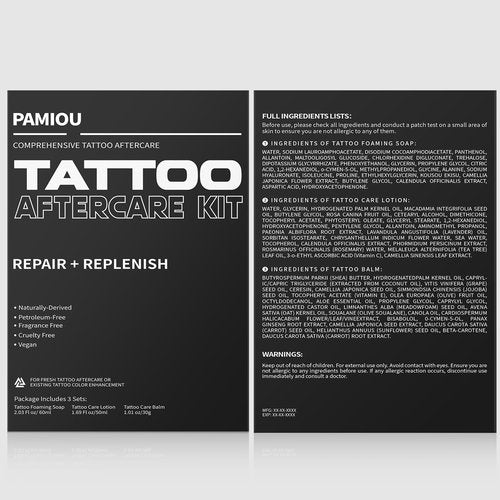 Pamiou Tattoo Aftercare 3 In 1 Set For New Tattoos, Include Tattoo Balm, Tattoo Lotion and Tattoo Soap, Quick Healing, Soothing, Naturally-Derived, Petroleum-Free, Fragrance Free (3 Piece Set)