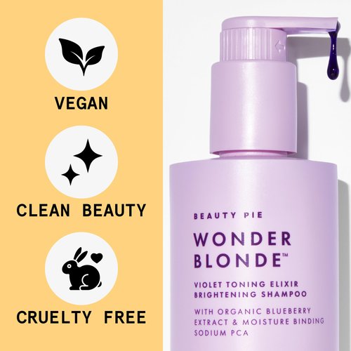 Beauty Pie WonderBlonde Violet Toning Elixir Brightening Shampoo – 10.14 fl oz (300 mL) Purple Shampoo for Blonde & Silver Hair – Anti‑Brass, Hydrating, Shine‑Enhancing Formula
