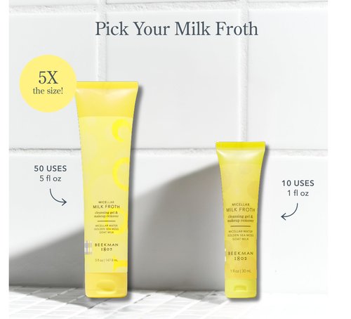 Beekman 1802 Micellar Milk Froth Face Wash – Hydrating Gel to Foam Facial Cleanser & Makeup Remover with Goat Milk & Golden Sea Moss, Gentle Foaming Face Wash for Sensitive Skin, 5 Fl Oz