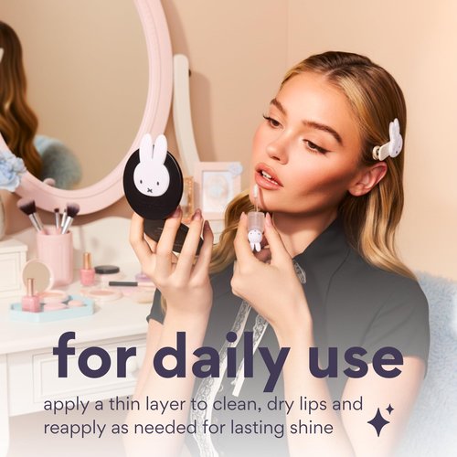 dearcloud Miffy Lip Serum Jelly - Clear Shimmer Lip Gloss for Hydration & Shine (Clear Skies)