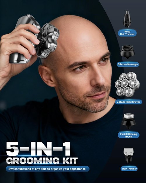 Head Shavers for Blad Men, 7D Floating Blades Electric Head Shaver, IPX7 Waterproof Wet Dry Bald Head Shaver, 7D Magnetic Detachable Rechargable Shavers, Gifts for Man Male Boyfriends Husband