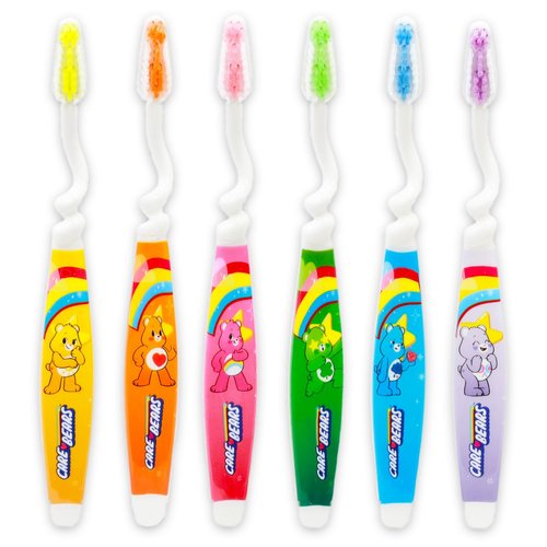 Care Bears Toothbrush Set - Bundle with 6 Toothbrushes Featuring Cheer Bear, Funshine Bear, More Plus Stickers | Care Bears Oral Hygiene Kit for Kids and Toddlers