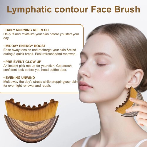 Lymphatic Contour Face Brush – Precision-Fit Lymphatic Drainage Brush for Facial Massage, Gently Fits the Skin to Help Relieve Fatigue, Lymphatic Face Brush (2) (2PSC)
