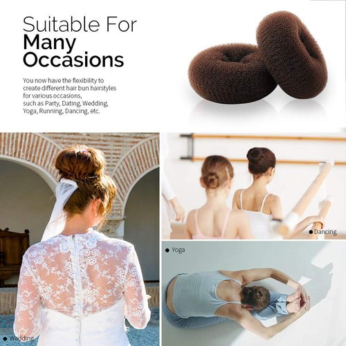 Skiennix Hair Donut Shaper - Extra Ring Style Bun Maker for Kids | 2PCS, 2.5 Inch, Brown