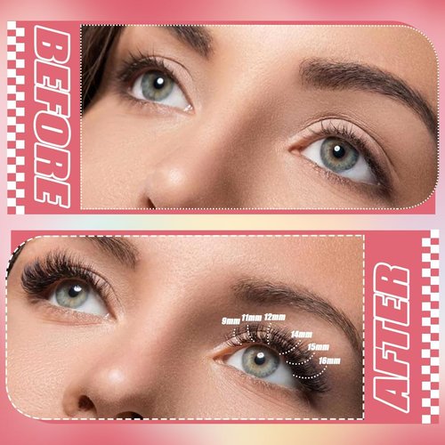 DNSGOOR DIY Lash Extension Kit 590Pcs 9-18mm D Curl Lashes Clusters with Lash Bond and Seal Glue Remover Lash Shampoo Cleansing Brush Headband Wristband Tweezers Eyelash Brush Applicator