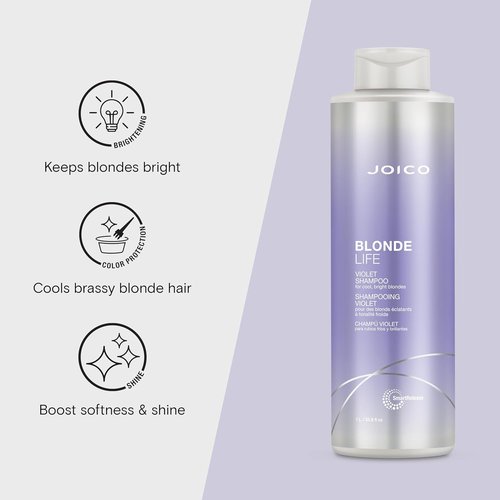 Joico Blonde Life Violet Shampoo - Neutralizes Brassy Tones & Boosts Shine | Sulfate-Free Formula