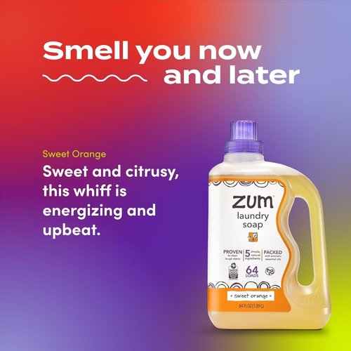 Indigo Wild Zum Laundry Soap - Plant-Based Liquid with Baking Soda & Essential Oils - Sweet Orange - 64 fl oz (2 Pack)