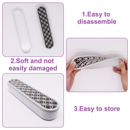 GDFYMI 2Pcs Grey Silicone Makeup Brush Holder Stand Makeup Brush Storage Make Up Brushes Holder Organizer for Painting Pen Brushes Nail Clippers Drill Pens Ruler Sewing Craft Tools