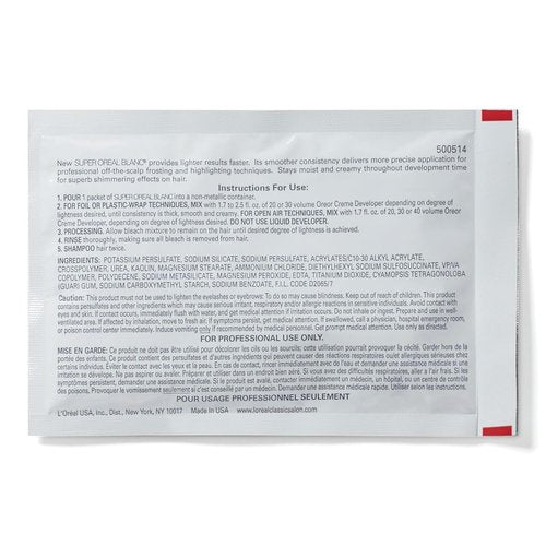 L'Oreal Technique Super Oreal Blanc Hair Lightener - No Drip Off-the-Scalp Bleaching Powder, 1.13 Oz