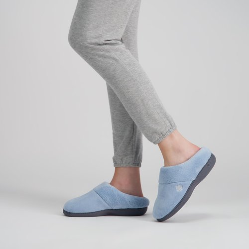isotoner Women's Classic Clog Slippers with Memory Foam Comfort and Non-slip Sole Slipper, Blue Fog, 8.5-9