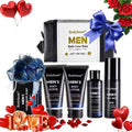 Men's Bath and Body Spa Gift Set - 7-Piece Kit with 3-in-1 Shower Gel, 2-in-1 Handmade Soap and Travel Bag - Father's Day/Birthday Christmas Gifts for Dad, Husband, Boyfriend and Friends