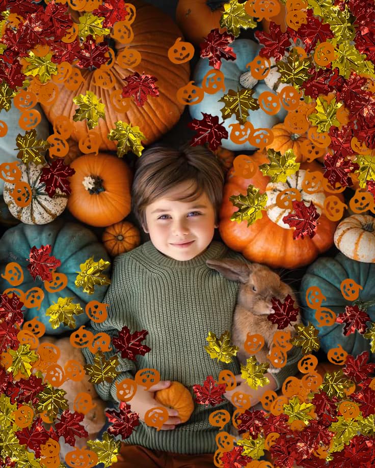 Fall Confetti for Table Decorations - Autumn Harvest Mix, 900 Pieces