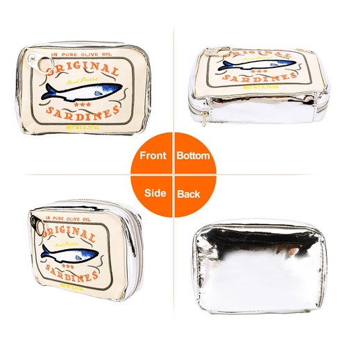 AZURAOKEY Canned Sardines Makeup Bag, Canned Sardines Style Toiletry Bag Cute Travel Bag Creative Cute Makeup Bag Aesthetic Toiletry Bag for Women