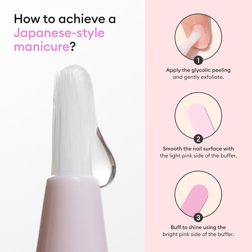 Manucurist Japanese Manicure Kit - Natural Glycolic Exfoliating Peel & Nail Buffer Block | Achieve Shiny Nails Without Polish