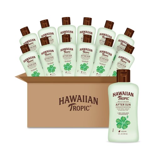 Hawaiian Tropic After Sun Lotion Lime Coolada Case, 12 mini bottles | After Sun Care Travel Essentials, Aloe Vera Lotion, 2 fl oz each (Pack of 12)