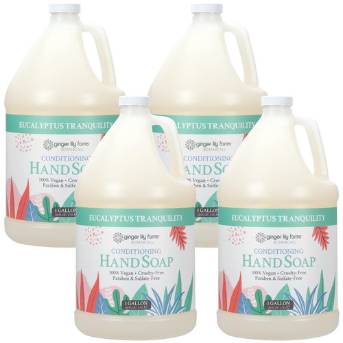 Ginger Lily Farms Botanicals Conditioning Liquid Hand Soap Refill, Eucalyptus Tranquility, 100% Vegan & Cruelty-Free, 1 Gallon (Pack of 4)