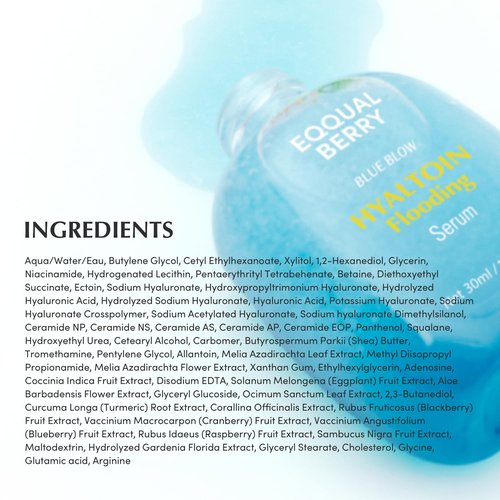 EQQUALBERRY Hyaltoin Flooding Smoothie Serum – Deep Hydrating Korean Skin Care with 11 Hyaluronic Acids, Ectoine & Glacier Water, Barrier-Strengthening with 5 Ceramides, Fresh Glow (1.01oz / 30ml)