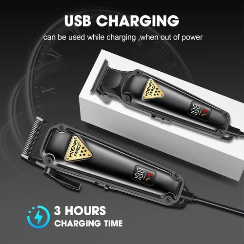HIENA PRO Professional Hair Clippers Set & Cordless Barber Clippers for Men, Clippers Set and Trimmers Kit, Hair Cutting Tools, Clippers for Hair Cutting, Gifts for Men