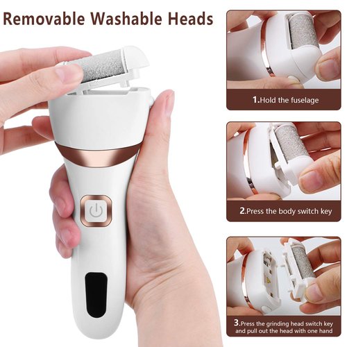 Electric Callus Remover Refill,Elmchee Perfect Refill 3 Same Rough Replacement Rollers Professional Feet Care Grinding Heads Pack of 3 (Grey)