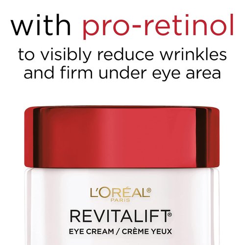 L'Oreal Paris Revitalift Anti-Wrinkle Eye Cream - Firming Treatment for Dark Circles, Fragrance-Free, 0.5 oz.