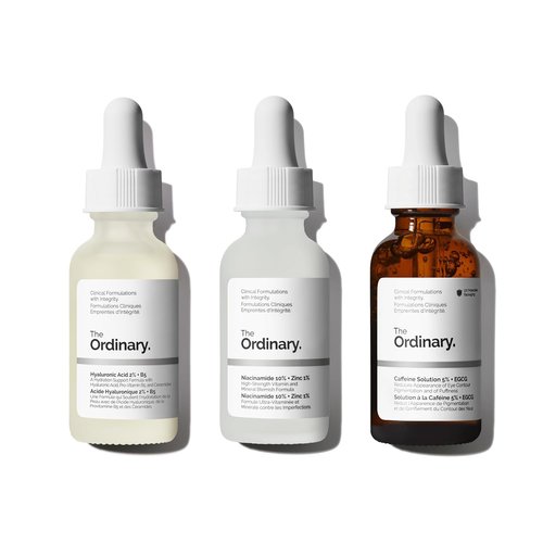 The Ordinary Serum Favorites Set - Hydrating Hyaluronic Acid 2% + B5, Brightening Niacinamide 10% + Zinc 1%, Caffeine Solution 5% | Eye & Face Care
