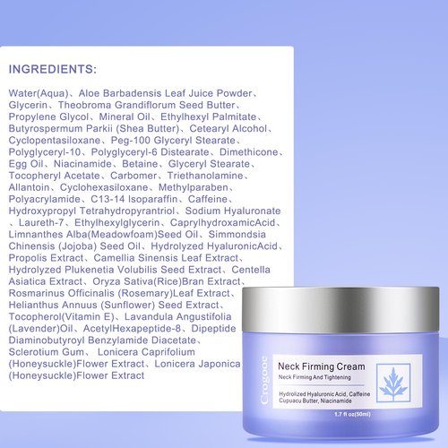 Crogooe Neck Firming Cream - Neck Creams for Tightening and Firming, Tightening and Lifting Wrinkles & Crepey Skin for Neck & Décolleté-1.7 fl.oz
