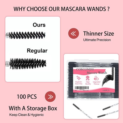 Skiennix Mini Spoolies - 100 Disposable Eyelash Extension Brushes for Lash Techs | Micro Eyebrow Wands