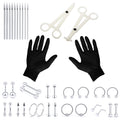 Vsnnsns 316L Surgical Steel Body Jewelry Piercing Kit with 12G-20G Needles for Nose, Septum, Lip, Tongue, Belly, Eyebrow, Rings, Ear Piercing - Silver
