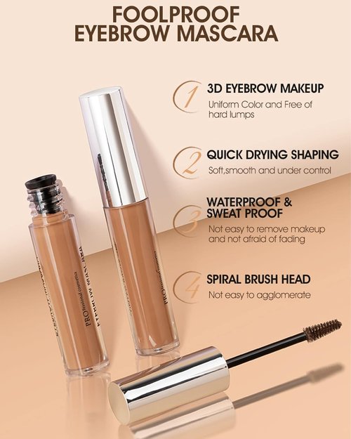 Skiennix Waterproof Tinted Brow Gel - Long Lasting Smudgeproof Eyebrow Makeup | Blonde with Brow Razor Brush