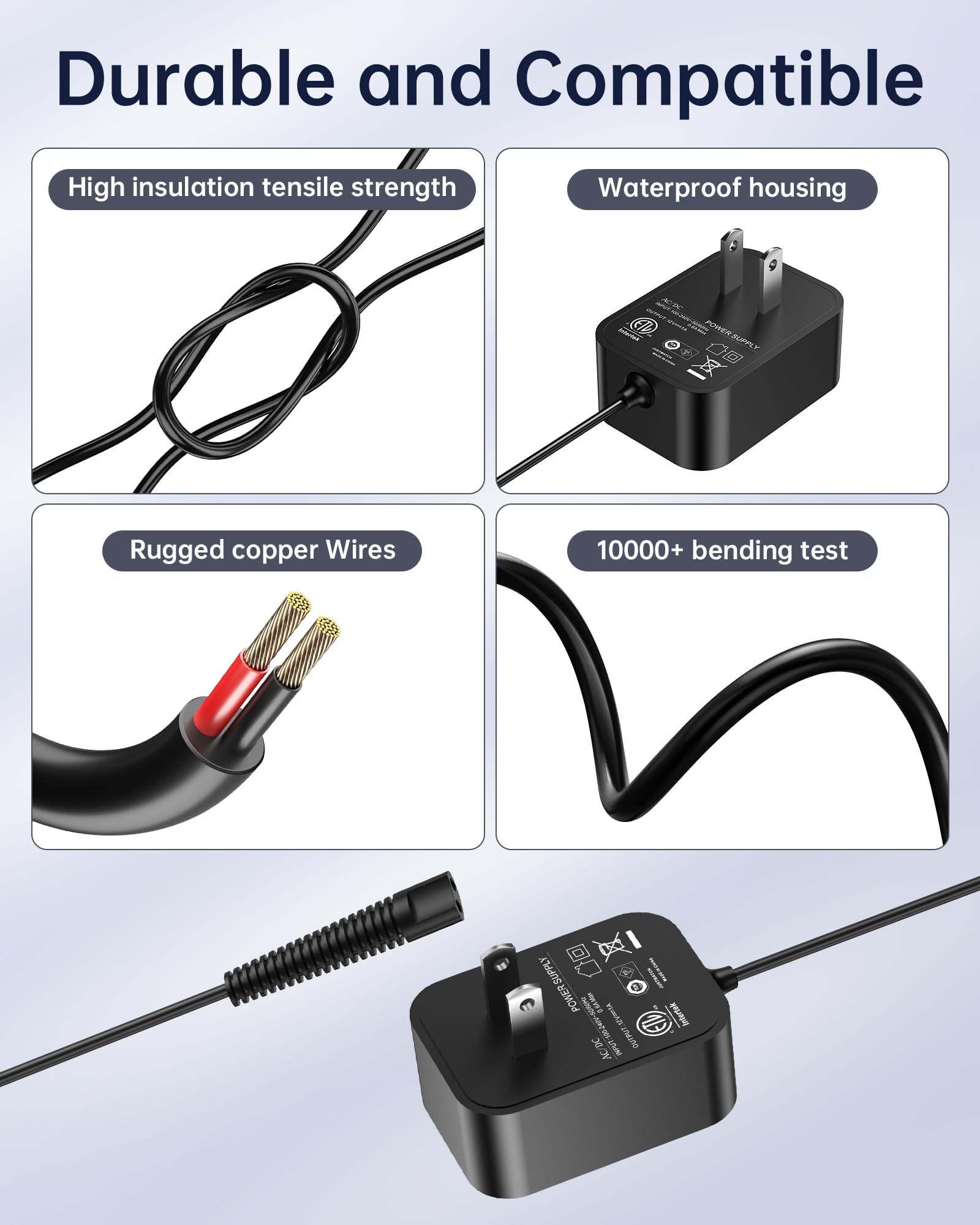WUKUR 12V Charger Compatible with Braun Shaver Series 3/7/5/1/9, Charging Cord for Braun Electric Razor Shaver Trimmer 3040s, 310s, 340S, 5190cc, 5040s, 740S, 7865, 9290cc, 9095cc Replacement Adapter