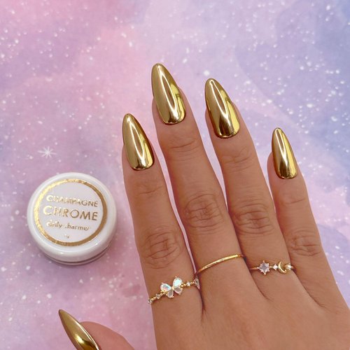 Daily Chrome Mirror Chrome Nail Powder 1g, Metallic Nail Art Dip Powder, Mirror Effect Manicure Chrome Powder, Home DIY/Nail Salon Manicure, Dip Manicure Powder (Champagne Gold)