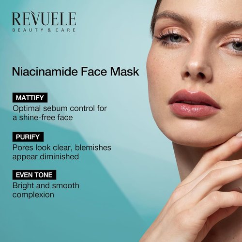 Revuele Niacinamide Face Mask - Pore Minimizing Clay Formula with Zinc & Vitamin B3 - Vegan Skincare for Blemish-Prone Skin, 1.69 fl. oz.