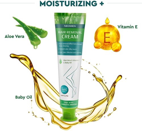 Hair Removal Cream for Men & Women: Painless Depilatory for Sensitive Skin & Intimate Areas, Moisturizing with Aloe Vera & Vitamin E, Safe for Face, Underarms, Bikini, Arms (3.7 Fl Oz (Pack of 2))