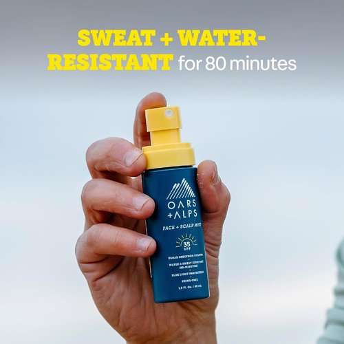 Oars + Alps SPF 35 Face & Scalp Sunscreen Spray - Water & Sweat Resistant, Aloe Vera & Cucumber, 1.5oz