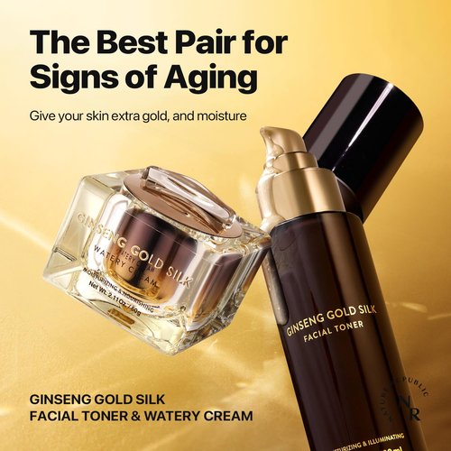 Nature Republic Ginseng Gold Silk Facial Toner, Hydrating Glow Toner, Niacinamide & Silk Amino Acid, Royal Jelly Extract, Korean Skin Care for All Skin Types 130 ml / 4.39 Fl. oz.