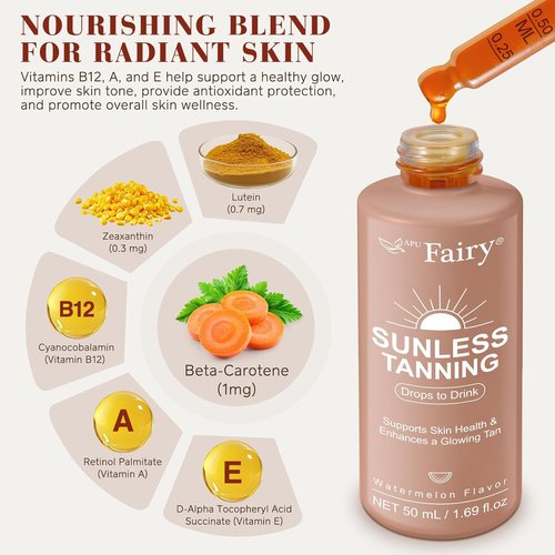 Skiennix Tanning Drops - Sunless Drinkable Tanning Solution for Face & Body | 50ml, Promotes Healthy Skin