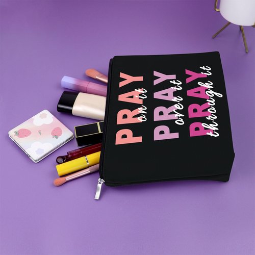 Sazuwu Christian Gifts: Black Makeup Bag - Faith & Inspirational Gifts for Women, Mom, Birthday & Christmas