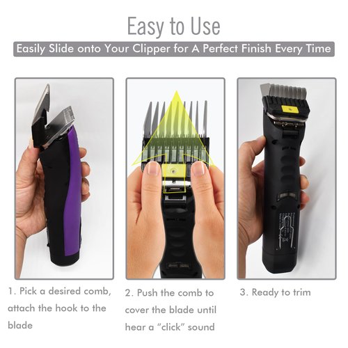 Professional A5-Style Animal Clipper Stainless Steel Color-Coded Snap-on Attachment Guard Guide Comb, 1/8"-1" Compatible with Wahl KM Series Oster A5 Andis Detachable Blade Pet Dog Groomers (#5-5/8")