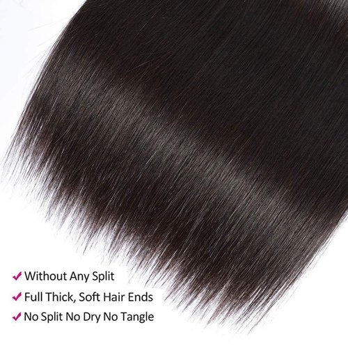 10A Straight Single Bundles Human Hair 24 Inch Brazilian Straight Human Hair 1 One Bundles 100% Unprocessed Virgin Hair Weave Natural Black Color