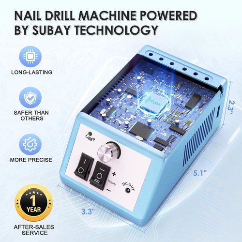 Subay 30000RPM Nail Drill Professional Electric File Acrylic Nails Kit for Acrylic Nails Remove Nail Gel Polish Manicure for Salon Home with 100pcs Sanding Bands, Dark Blue