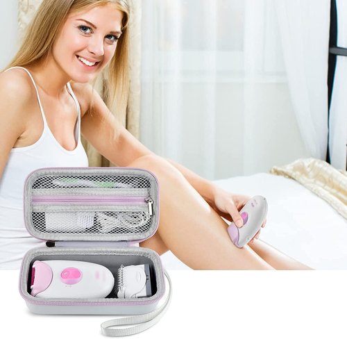 Organizer Case for Braun Silk-epil 3/3-270 Epilator & Accessories – Hard Protective Travel Storage Box with Mesh Pocket, Holds Hair Removal Device, Shaver Head, Trimmer, Brush, Charger (Box Only)