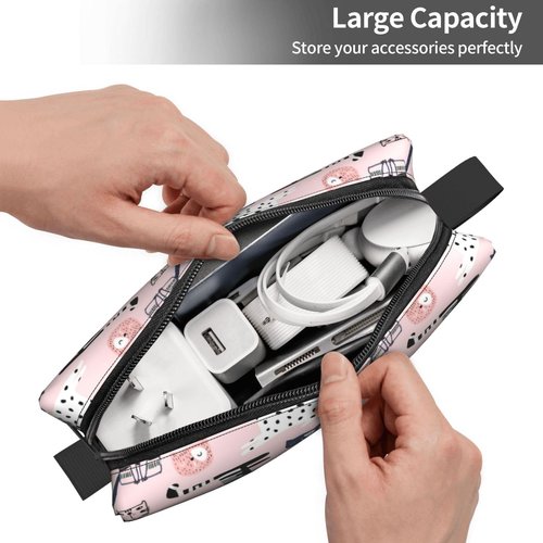 OLUSENMO Cute Cats Makeup Bag Small Organizer Small Pink Travel Cosmetic Bags Compact Durable Oxford Fabric Multi-Purpose Storage Perfect for Travel, Gym, Daily Use