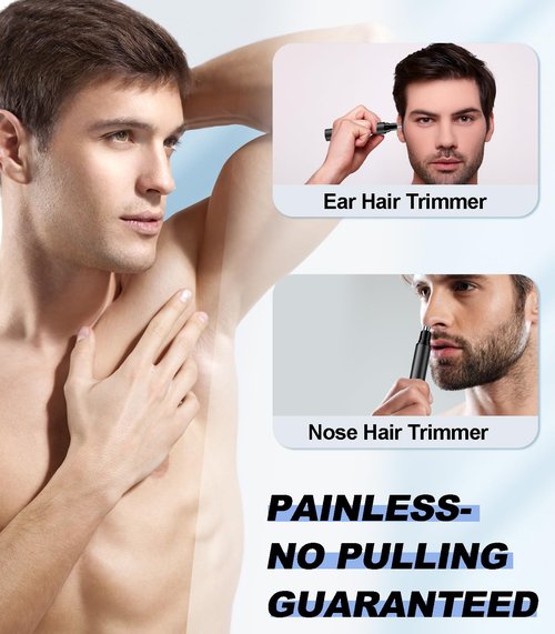 BUV Nose Hair Trimmer with LED Display- 2025 Professional Painless Ear Hair Trimmers for Men and Women, USB Rechargeable Nose Hair Trimmer Clipper, Black