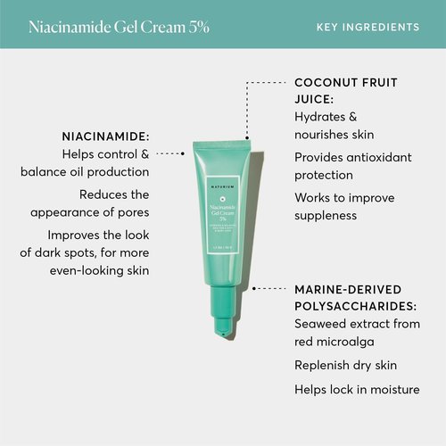 Naturium Niacinamide Gel Cream 5%, Face Moisturizer & Hydrating Skin Care for Healthier-Looking Dewy Skin, 1.7 oz