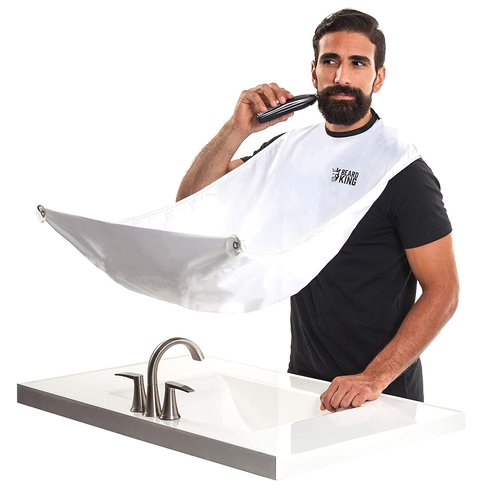 Beard King Beard Bib Apron - As Seen on Shark Tank – Gifts for Him, Stocking Stuffers for Men, Mens Gift, White
