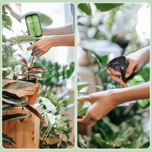 Honeydak 2 Pcs 360° Spray Bottle, 16 Oz/ 500 ml Plastic Upside Down Spray Bottles for Cleaning, Plants, Hair Water, with Nozzle W/fine Mist and Stream Setting(Green)