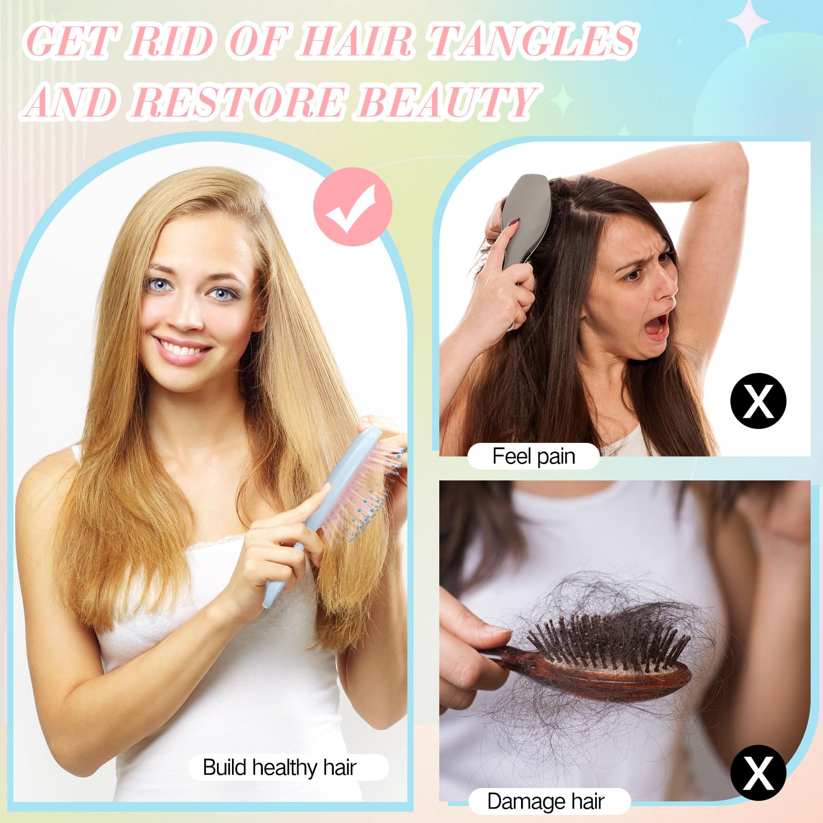 Yoande 36 Packs Mini Detangling Hairbrush Squirt Detangler combs Toddler Soft Bristle Travel Hairbrush Women Girl