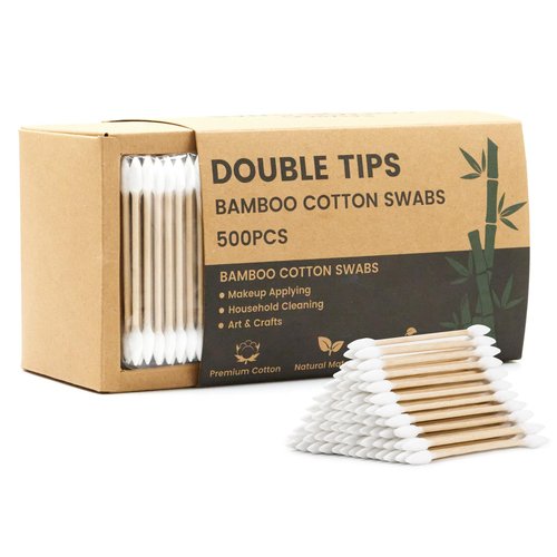 Pointed Cotton Swabs 500 Count Double Precision Tips with Wooden Sticks, Pointy Cotton Buds for Makeup Nail Care and Crafts
