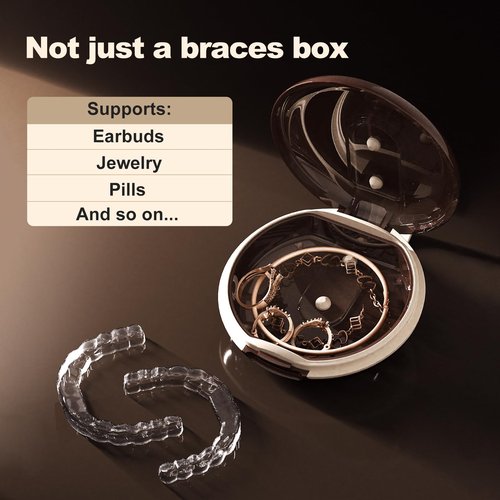 Dukya Retainer Case - mouth guard and Orthodontic Aligner Case, Adjustable air holes, Fashion, Multifunctional Portable Box - Latte White